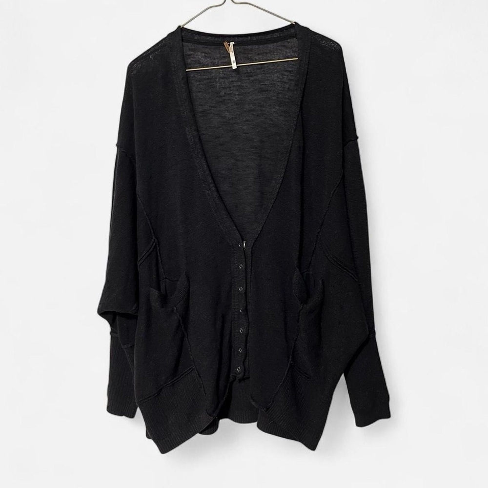 FREE PEOPLE Days Like This Cardigan Black | Slouchy Oversized Linen
